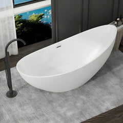 Modern Style Freestanding Acrylic Soaking Single Slipper Anti-overflow Design Bathtub - 71"L x 31"W x 24"H White Tub Bathtubs