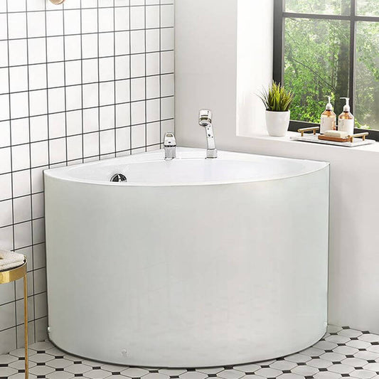 Nook Corner Bathtub with Seat, 2 Handles, Compression Faucet, Valve, Back to Wall, Soaking, Tub with Silver 5-Piece Set, 35"L x 35"W x 25"H Bathtubs
