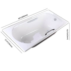Cast Iron Rectangle White Contemporary Freestanding Bathtub with Roll Top Soaking Design, 59"L x 28"W x 17"H Bathtubs