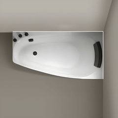 Modern White Acrylic Corner Bathtub for Soaking with Back to Wall Design - Tub with Deck Faucets Left 47"L x 27"W x 23"H Bathtubs