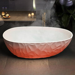 Ink Freestanding Bathtub with Roll Top, Oval Shape, Simplistic Style for Soaking, 59"L x 31"W x 22"H Bathtubs