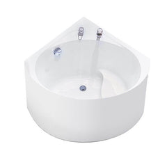 Nook Corner Bathtub with Seat, 2 Handles, Compression Faucet, Valve, Back to Wall, Soaking, Tub with Silver 5-Piece Set, 35"L x 35"W x 25"H Bathtubs