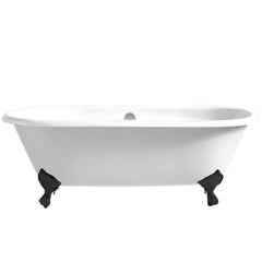 Modern Oval Porcelain Enameled Cast Iron Clawfoot Soaking Bathtub in Roll Top Design - 78cm x 59.5cm Bathtubs