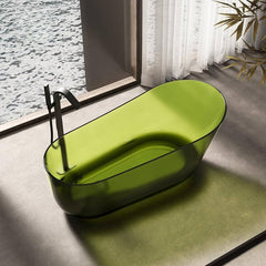 Casual Resin Oval Freestanding Bathtub with Single Slipper Soaking Bathtubs