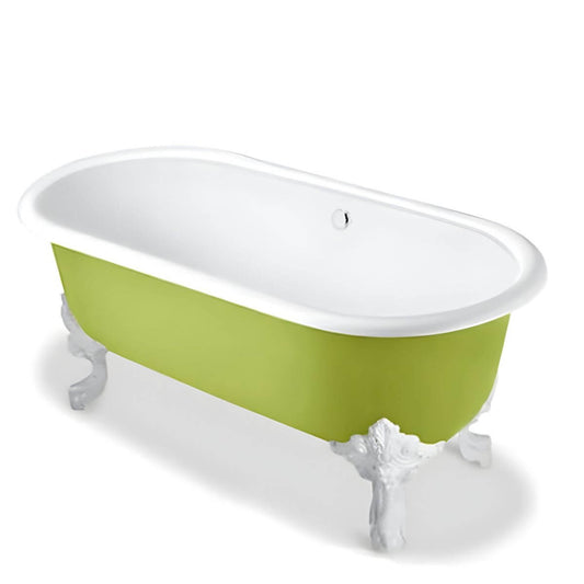 Extra large cast iron clawfoot bathtub with roll top design for comfortable soaking