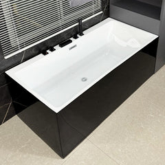 Ink Rectangular Freestanding Bathtub in Contemporary Style with Back to Wall Design, Polymethyl Methacrylate Material, and Soaking Bath Therapy, Tub, 39.4"L x 29.5"W x 24"H Bathtubs