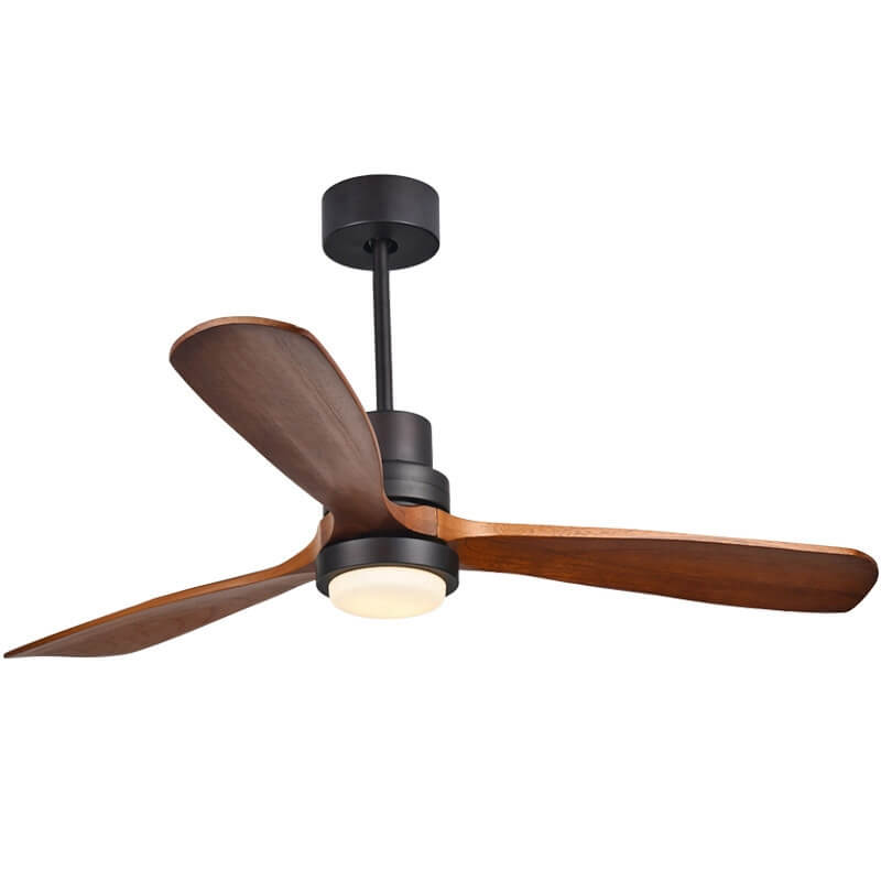 52" Black and Walnut LED Ceiling Fan with Light and Remote Control