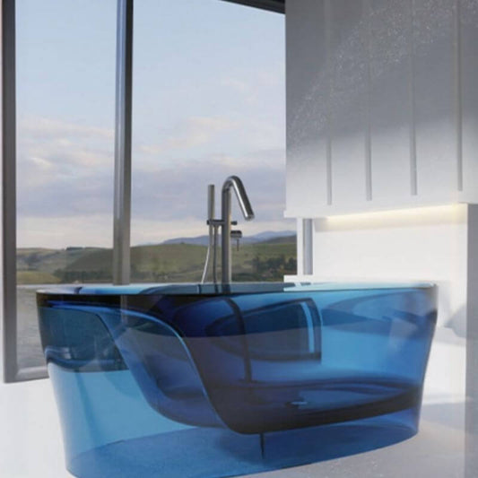 Freestanding oval roll top bathtub with soaking design, 63 by 30 inches, casual style