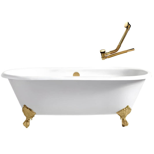 Oval porcelain enameled cast iron clawfoot soaking bathtub with roll top design, 78cm x 59.5cm