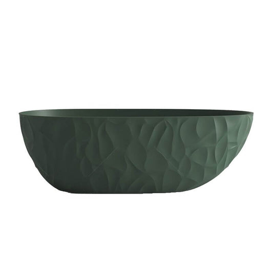Oval-shaped Ink freestanding bathtub with roll top, simplistic style for soaking, 59 by 31 inches