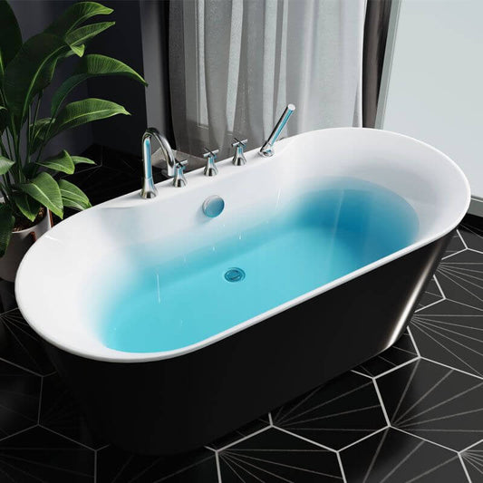 Oval Ink freestanding bathtub with roll top, contemporary style, made of durable PMMA, 54 by 29 inches