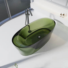 Ink Resin Freestanding Roll Top Oval Casual Bathtub with Soaking Design, 63"L x 30"W x 22"H Bathtubs