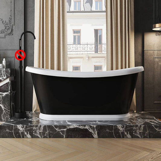 Oval acrylic freestanding soaking bathtub with modern double slipper design