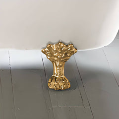 Clawfoot Bathtub with Porcelain Enameled Cast Iron, Roll Top, Oval Shape, Casual Style & Soaking Therapy, Blue-White, Tub Bathtubs