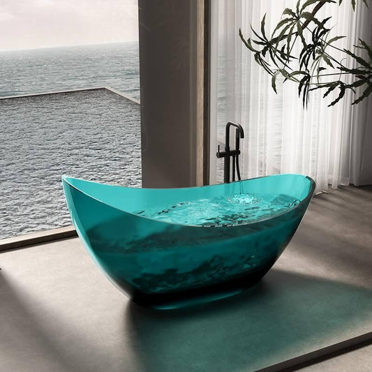 Casual Resin Oval Freestanding Bathtub with Double Slipper Design for Soaking Bathtubs