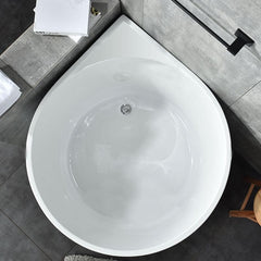 White Acrylic Corner Modern Soaking Bathtub with Slip-Resistant Surface and Drain Assembly Included - Tub with Deck Faucets With Seat 43"L x 35"W x 25"H Bathtubs
