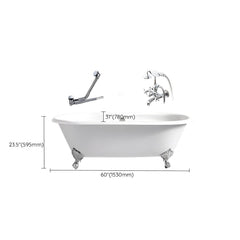 Modern Oval Porcelain Enameled Cast Iron Clawfoot Soaking Bathtub in Roll Top Design - 78cm x 59.5cm Bathtubs