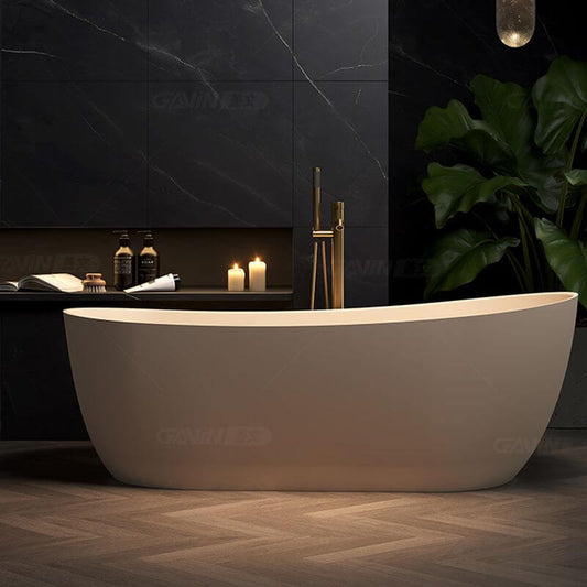 Ink freestanding roll top oval bathtub with soaking design, measuring 51 by 28 by 25 inches
