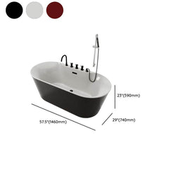 Ink Freestanding Bathtub with Roll Top, Oval Shape, Contemporary Style, Polymethyl Methacrylate (PMMA) Material, and Soaking Bath Therapy, Tub, 54"L x 29"W x 23"H Bathtubs