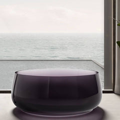 Casual Resin Circular Freestanding Bathtub with Roll Top Soaking Design Bathtubs