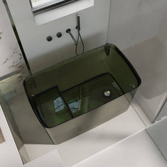 Ink Resin Freestanding Bathtub with Seat Rectangle Simplistic Back to Wall Soaking Bathtubs