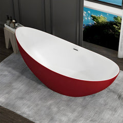 Modern Style Freestanding Acrylic Soaking Single Slipper Anti-overflow Design Bathtub - 71"L x 31"W x 24"H White Tub Bathtubs