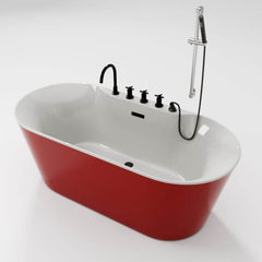 Ink Freestanding Bathtub with Roll Top, Oval Shape, Contemporary Style, Polymethyl Methacrylate (PMMA) Material, and Soaking Bath Therapy, Tub, 54"L x 29"W x 23"H Bathtubs