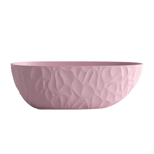 Oval-shaped Ink freestanding bathtub with roll top, simplistic style for soaking, 59 by 31 inches