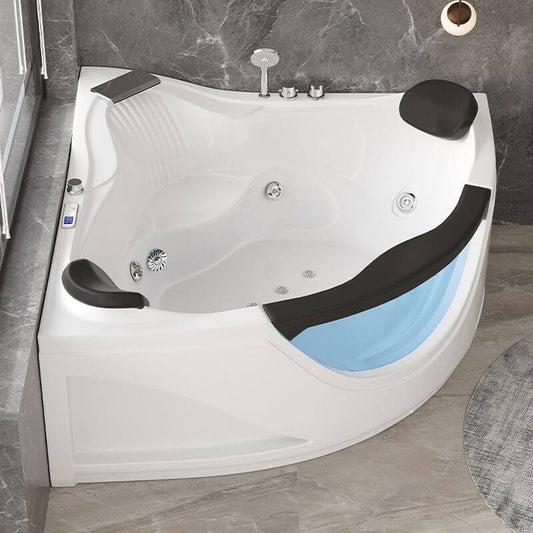 Nook Corner Bathtub in Casual Style, White Color, Back to Wall Design, Plexiglass Material & Soaking Bath Therapy, 47"L x 47"W x 26"H, Tub Only Bathtubs