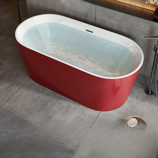 Oval Ink freestanding bathtub with roll top, contemporary style, made of polymethyl methacrylate, 47 by 26 inches