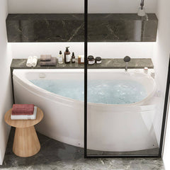 Contemporary White Acrylic Corner Bathtub with Drain for Washroom - 52"L x 30"W x 26"H Tub Left Bathtubs
