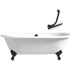 Modern Oval Porcelain Enameled Cast Iron Clawfoot Soaking Bathtub in Roll Top Design - 78cm x 59.5cm Bathtubs