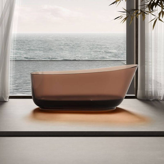 Oval freestanding resin bathtub with single slipper design for casual soaking