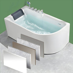 Modern White Acrylic Corner Soaking Bathtub with Non-Slip Surface and Overflow Hole - Tub with Deck Faucets Left 47"L x 30"W x 24"H Bathtubs