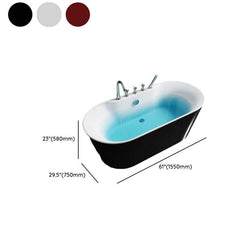 Ink Freestanding Bathtub with Roll Top, Oval Shape, Contemporary Style, Polymethyl Methacrylate (PMMA) Material, and Soaking Bath Therapy, Tub, 54"L x 29"W x 23"H Bathtubs