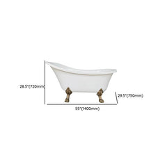 Modern Lucite Elliptical Clawfoot Bathtub with Single Slipper Design for Soaking Bathtubs