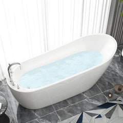 Slipper Bathtub White Soaking Oval Shape Pop-Up Drain Freestanding Acrylic Bathtubs