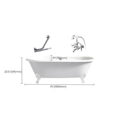 Modern Oval Porcelain Enameled Cast Iron Clawfoot Soaking Bathtub in Roll Top Design - 78cm x 59.5cm Bathtubs