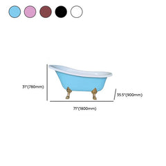 Modern Lucite Elliptical Clawfoot Bathtub with Single Slipper Design for Soaking Bathtubs