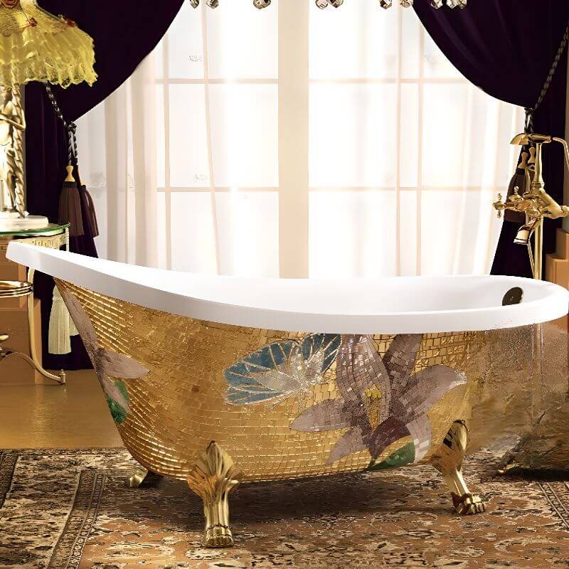 Goldene moderne Lucite-Klauenfuß-Badewanne