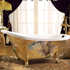 Silver Modern Lucite Elliptical Clawfoot Bathtub with Single Slipper Soaking Design Bathtubs