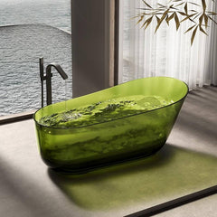 Casual Resin Oval Freestanding Bathtub with Single Slipper Soaking Bathtubs