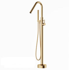 Floor Mount Tub Filler Brass Freestanding Bathtub Faucet with Hand Shower Chrome