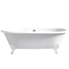 Modern Oval Porcelain Enameled Cast Iron Clawfoot Soaking Bathtub in Roll Top Design - 78cm x 59.5cm Bathtubs