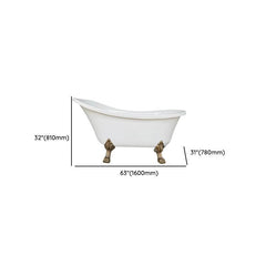Modern Lucite Elliptical Clawfoot Bathtub with Single Slipper Design for Soaking Bathtubs