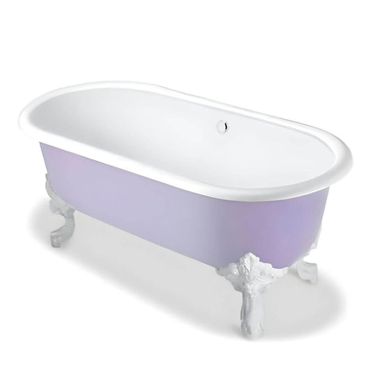 Extra large cast iron clawfoot bathtub with roll top design for comfortable soaking