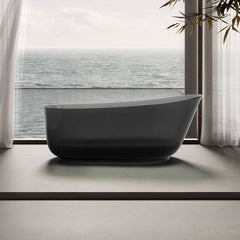 Casual Resin Oval Freestanding Bathtub with Single Slipper Soaking Bathtubs