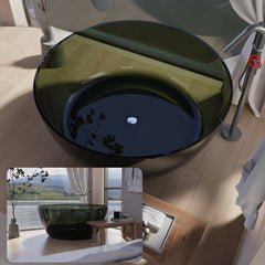 Ink Resin Orbicular Freestanding Bathtub, 51"L x 51"W x 22"H Bathtubs