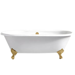 Modern Oval Porcelain Enameled Cast Iron Clawfoot Soaking Bathtub in Roll Top Design - 78cm x 59.5cm Bathtubs
