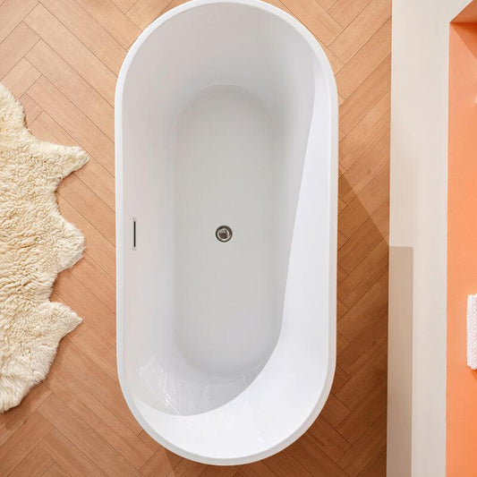 Ink Freestanding Bathtub with Roll Top, Oval Shape, Contemporary Style, Polymethyl Methacrylate (pmma) Material, and Soaking Bath Therapy, 47"L x 26"W x 23"H Bathtubs